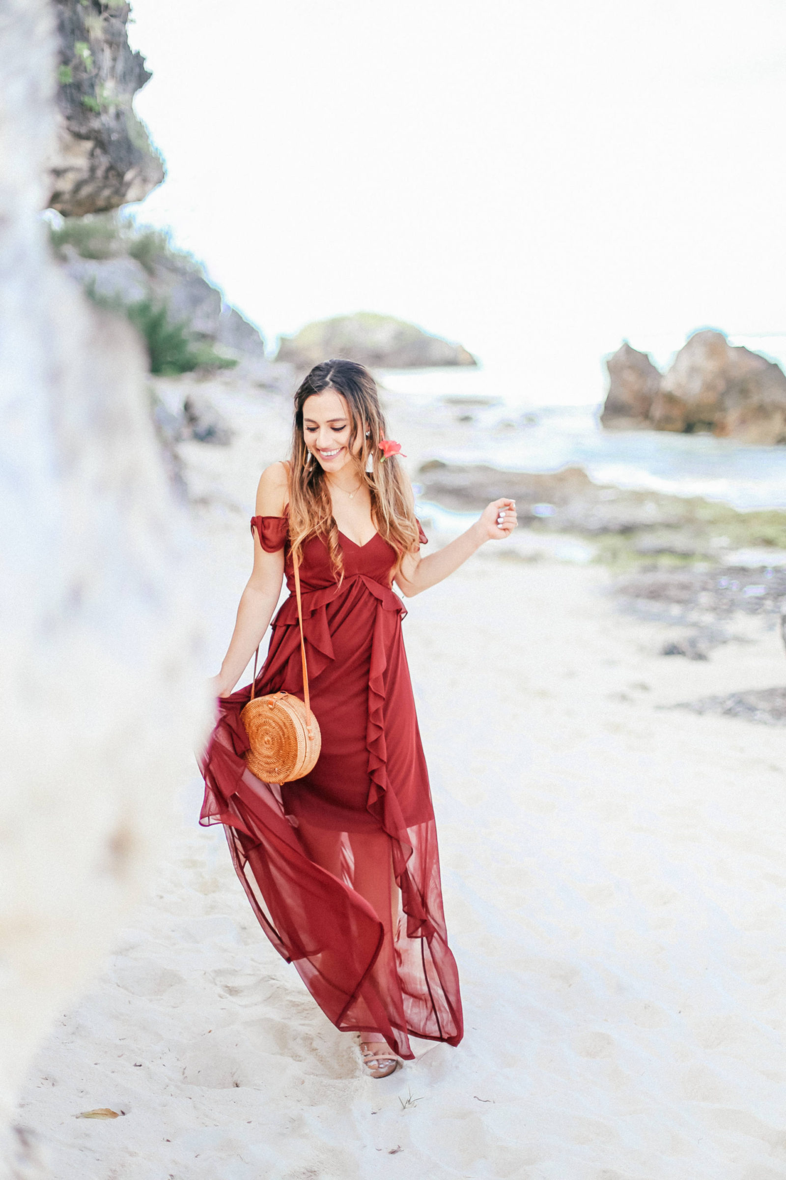 burgundy flowy dress | wedding guest approved - Jasmine Elias