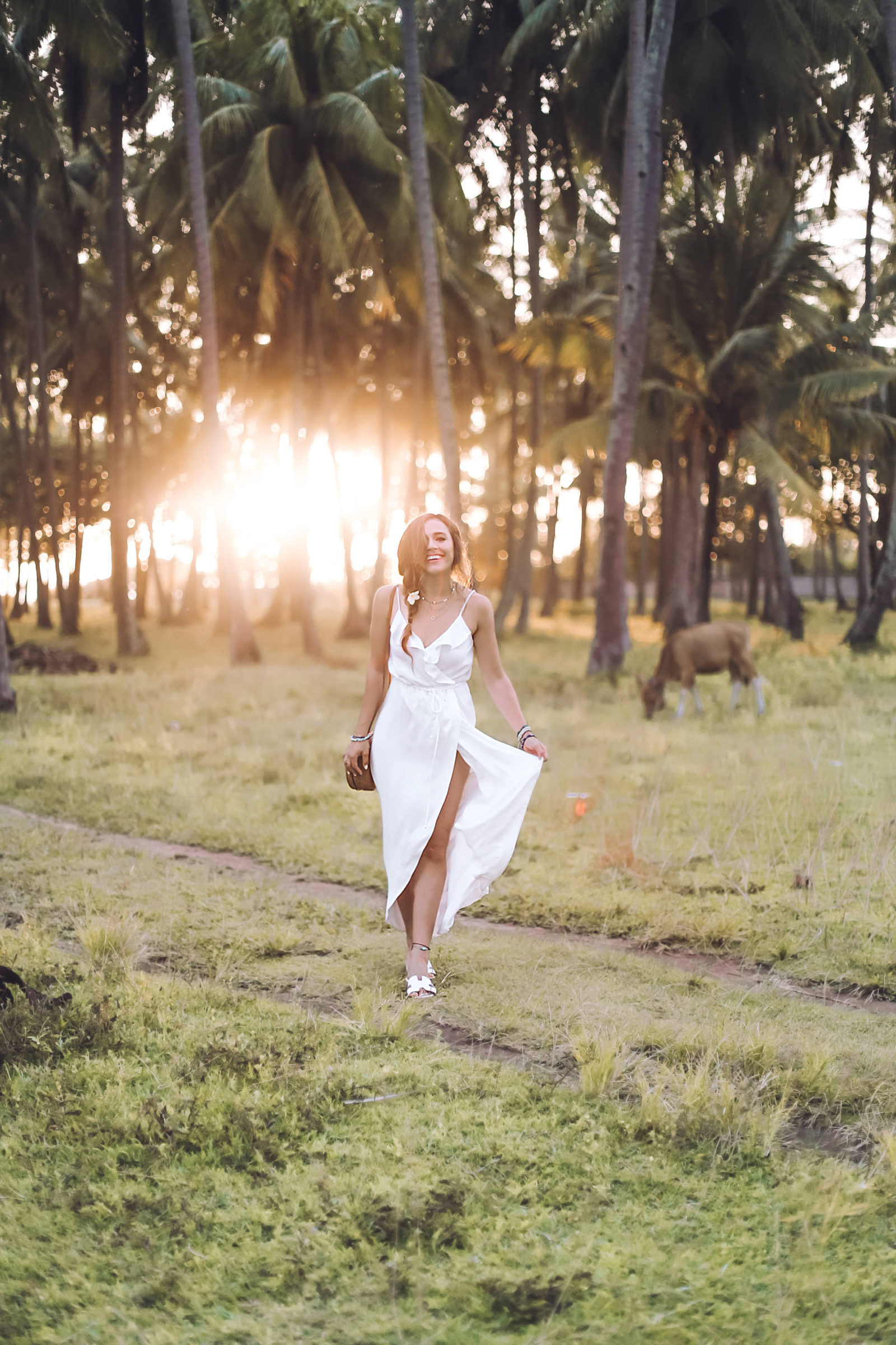 white ruffle dress, bali indonesia, jasmine elias