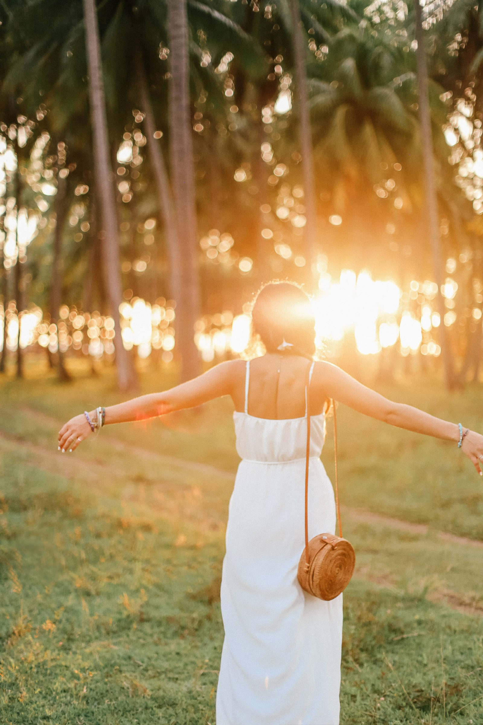 sunsets and the perfect white ruffle maxi dress