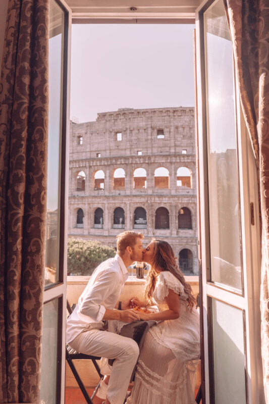 the most gorgeous view of the colosseum from your airbnb balcony. a must stay while in italy! unique airbnb, europe, travel