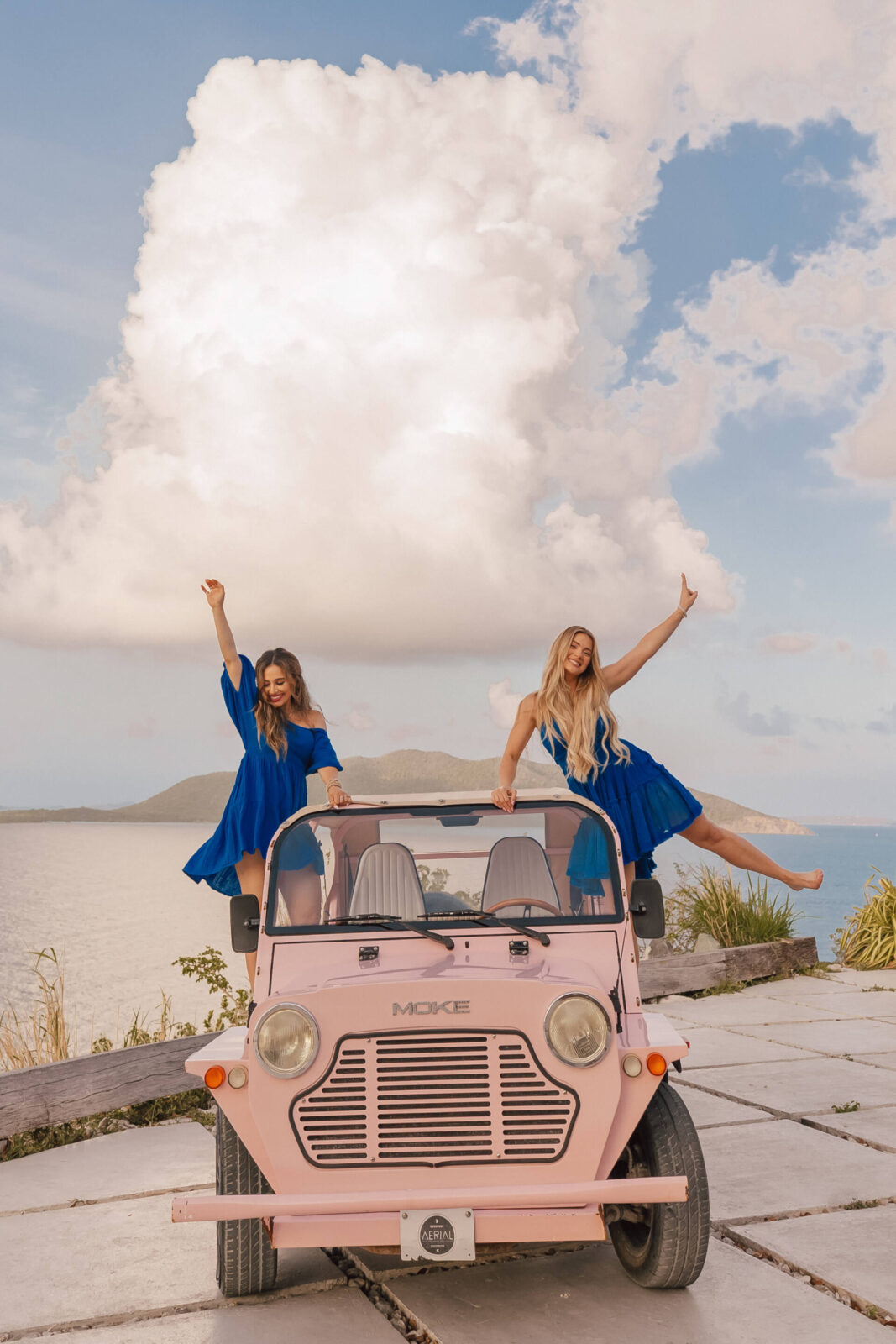 blonde and brunette best friends on a private island in the british virgin islands | jasmine elias boswell and sarah rose summers